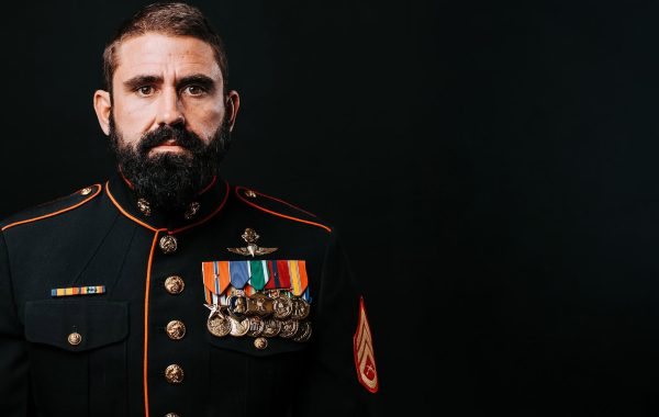 Prime Hall in Marine Corps dress blues