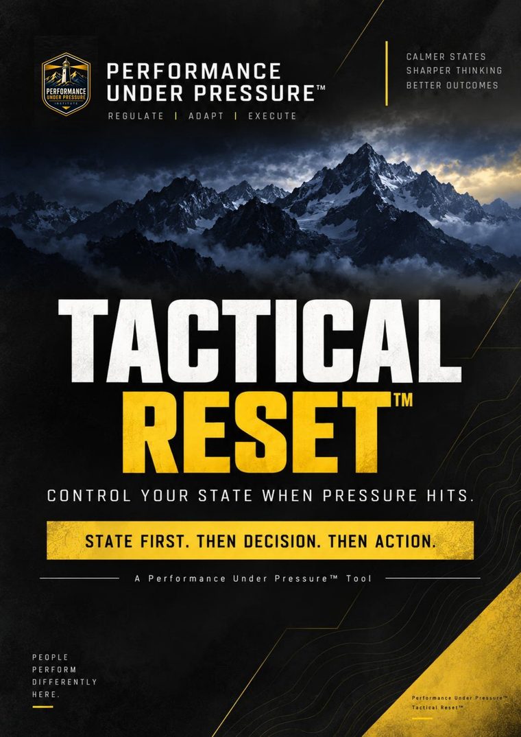 Tactical Reset Tool Kit cover: Control your state when pressure hits. State first. Then decision. Then action.